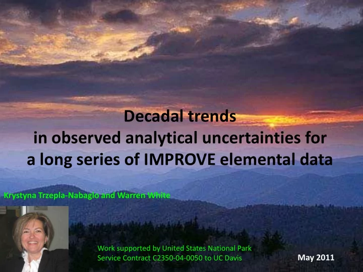decadal trends in observed analytical uncertainties for a