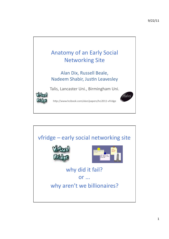 anatomy of an early social networking site