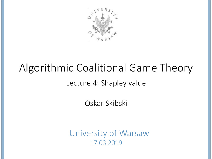 algorithmic coalitional game theory