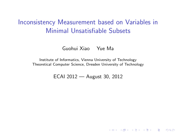 inconsistency measurement based on variables in minimal