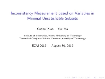 Inconsistency Measurement based on Variables in  Minimal Unsatisfiable Subsets  Guohui Xiao  Yue Ma