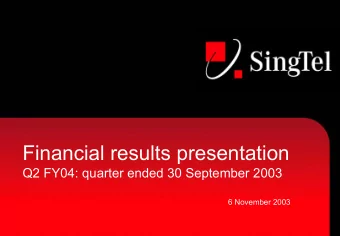 Financial results presentation  Q2 FY04: quarter ended 30 September 2003  6 November 2003  Forward