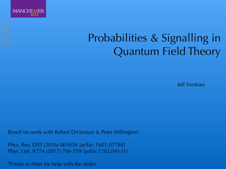 probabilities signalling in quantum field theory
