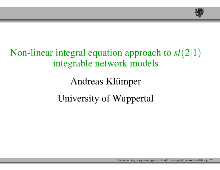 non linear integral equation approach to sl 2 1