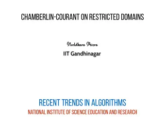Recent Trends in Algorithms National Institute of Science Education and Research  The standard