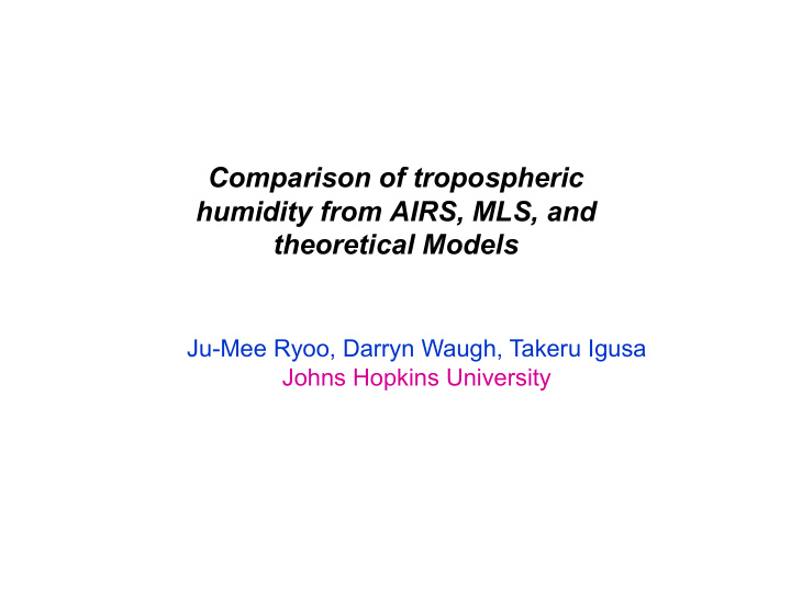 comparison of tropospheric humidity from airs mls and