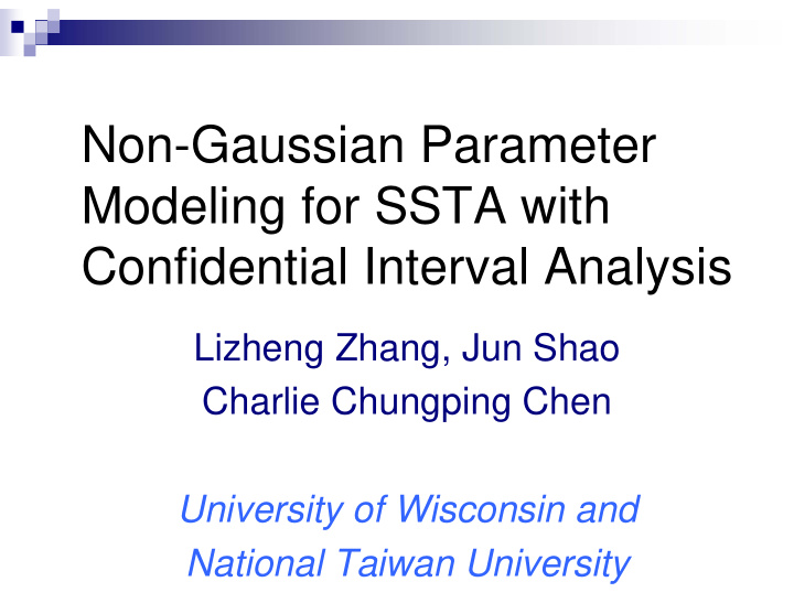 non gaussian parameter modeling for ssta with