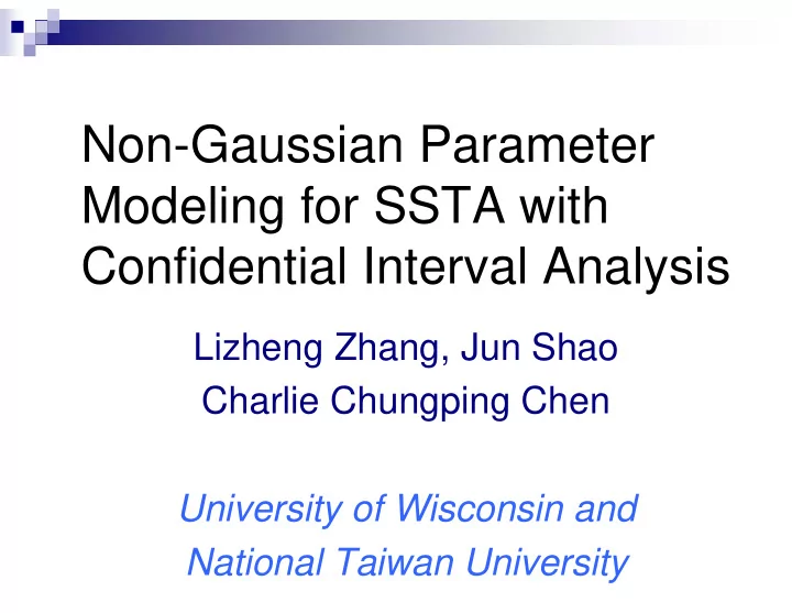 non gaussian parameter modeling for ssta with