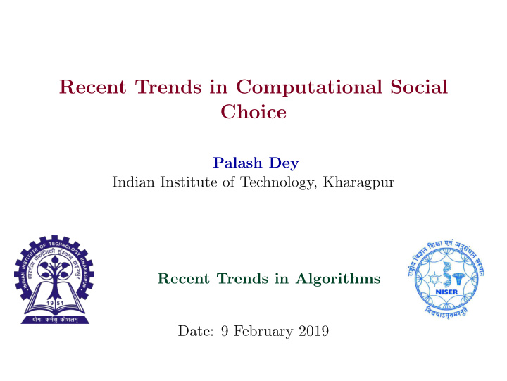 recent trends in computational social choice