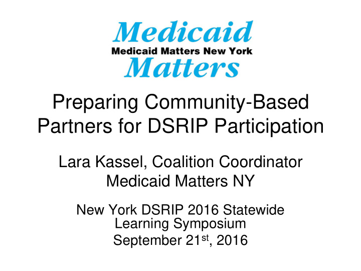 partners for dsrip participation