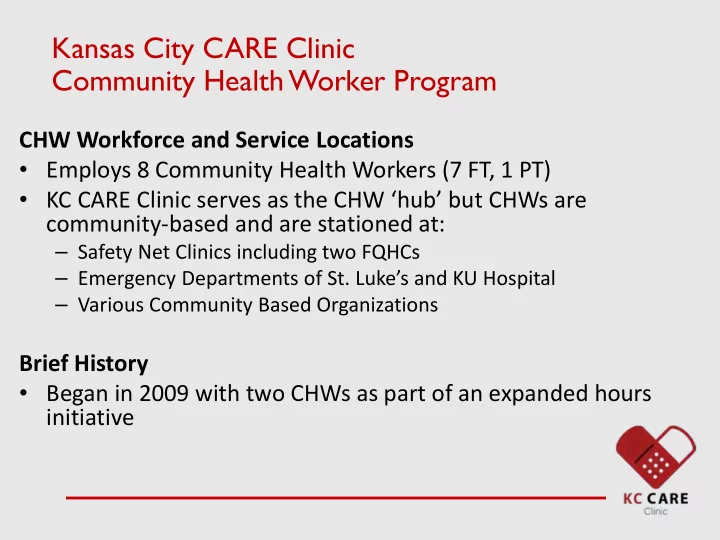 kansas city care clinic community health worker program