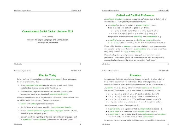 ordinal and cardinal preferences
