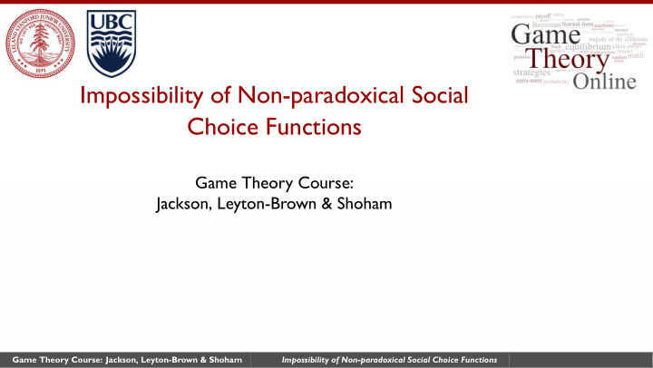 impossibility of non paradoxical social choice functions