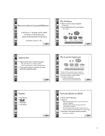 Layered Video Stream  RLM Sessions  Each session composed of layers, with one layer per  group