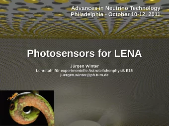 Photosensors for LENA  Photosensors for LENA  Jrgen Winter  Jrgen Winter  Lehrstuhl fr