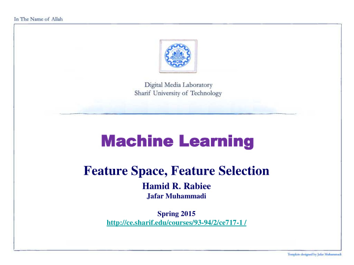 mach machine le ine learning arning