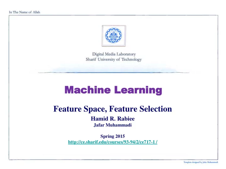 mach machine le ine learning arning