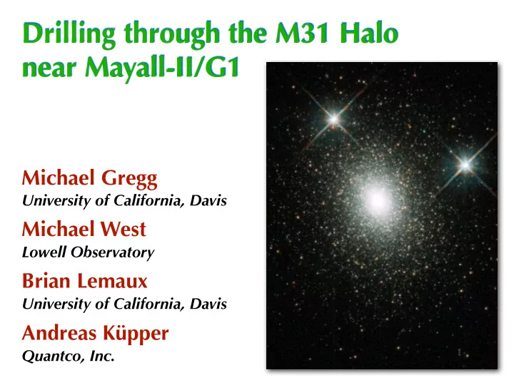 drilling through the m31 halo near mayall ii g1