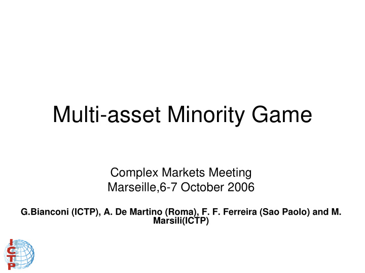 multi asset minority game