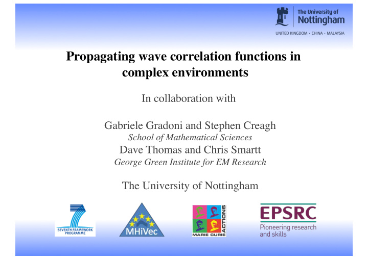 propagating wave correlation functions in complex