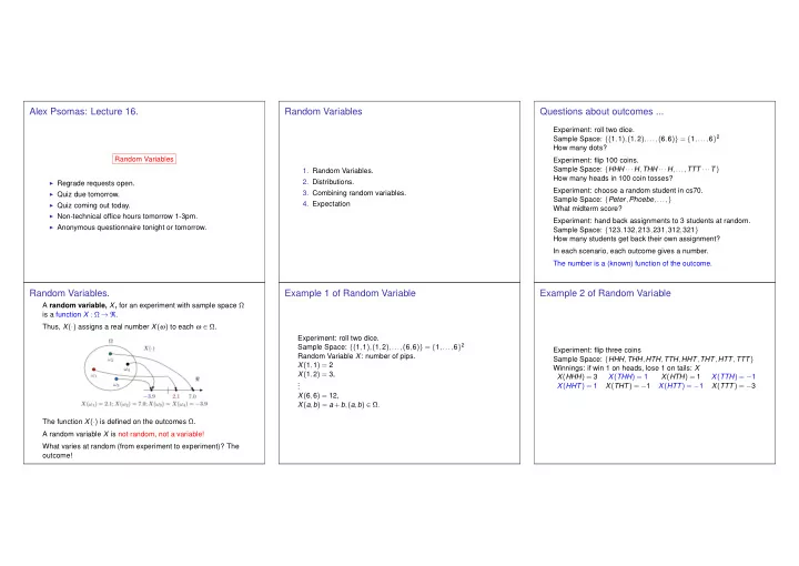 alex psomas lecture 16 random variables questions about