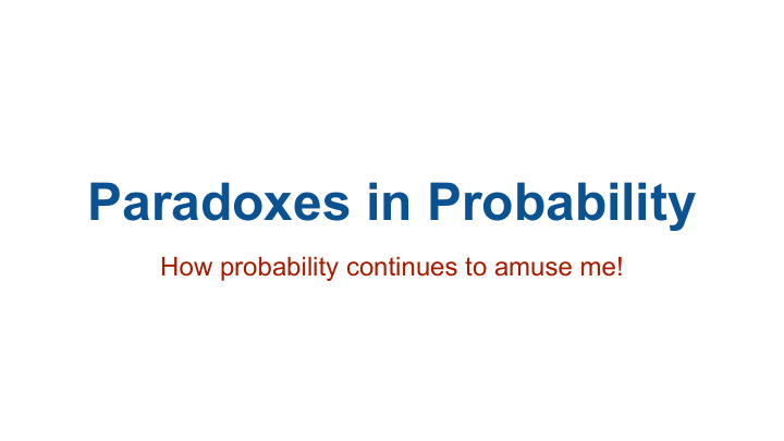 paradoxes in probability
