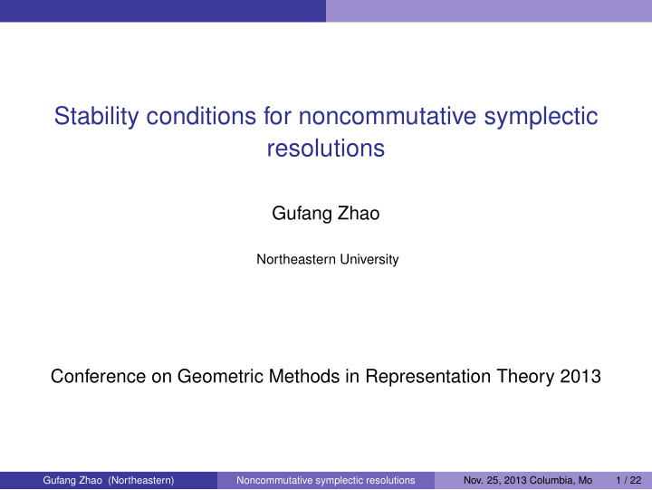 stability conditions for noncommutative symplectic