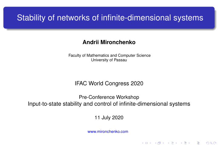 stability of networks of infinite dimensional systems