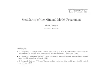 Modularity of the Minimal Model Programme  Giulio Codogni  Universit`  a Roma Tre  Bibliography: