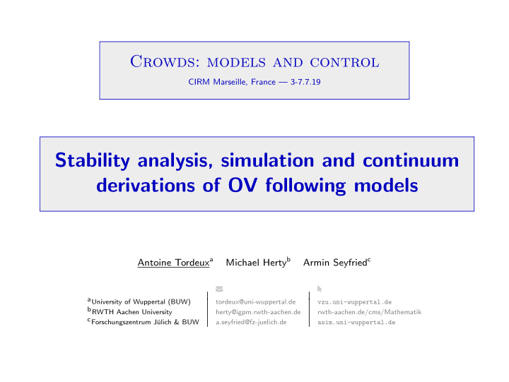 stability analysis simulation and continuum derivations
