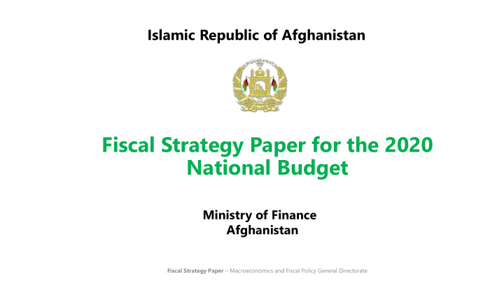 fiscal strategy paper for the 2020