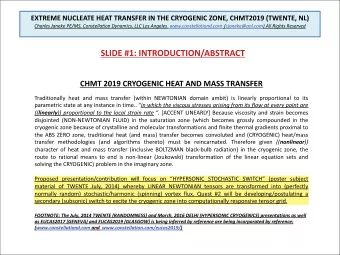 STAGNATION ZONE H 2 O  x x x x  100C  1. KETTLE + H2O N 2 N 2 + O 2  x x x x  x x x x  -180C