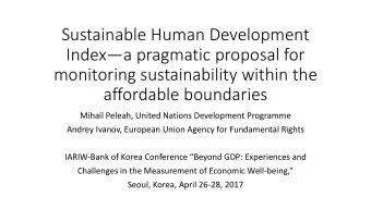 Sustainable Human Development Index  a pragmatic proposal for  monitoring sustainability within
