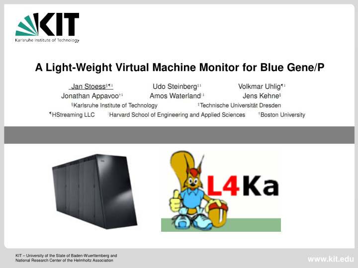 a light weight virtual machine monitor for blue gene p