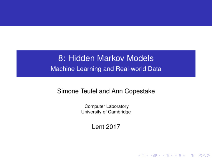 8 hidden markov models