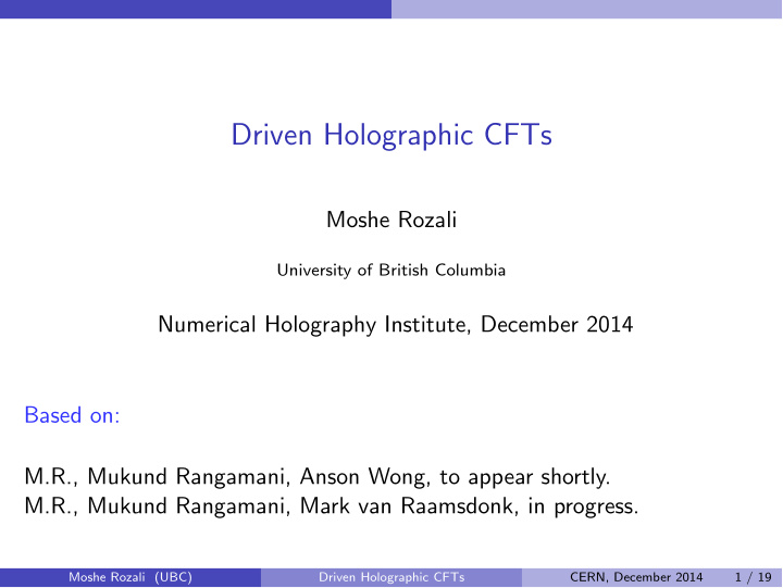 driven holographic cfts