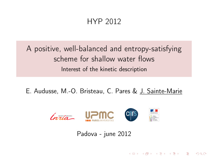 hyp 2012 a positive well balanced and entropy satisfying