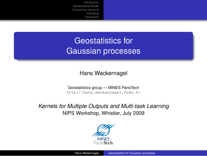 geostatistics for gaussian processes