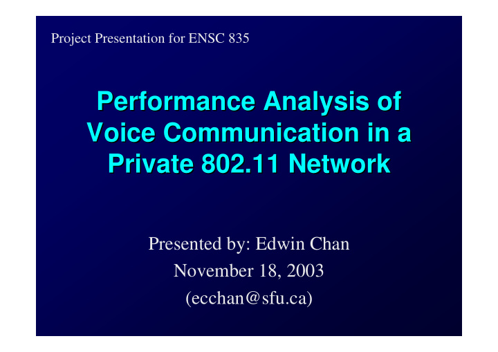 performance analysis of performance analysis of voice