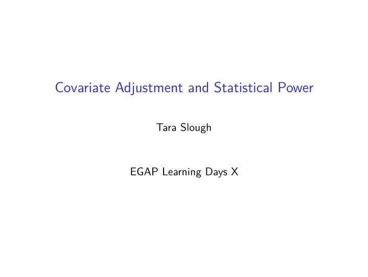 covariate adjustment and statistical power