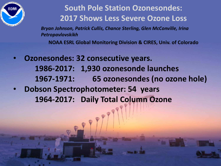 south pole station ozonesondes 2017 shows less severe