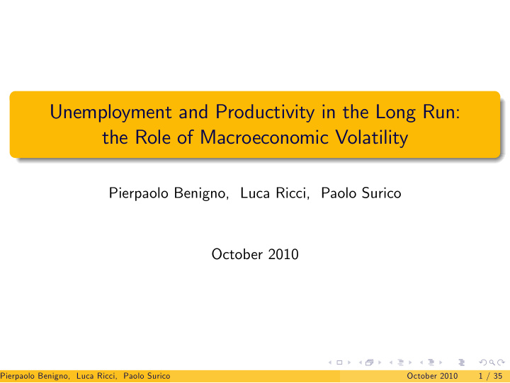 unemployment and productivity in the long run the role of