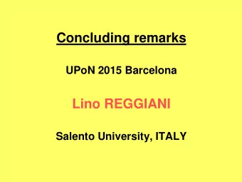 Lino REGGIANI Salento University, ITALY Unsolved Problem of Noise Noise stems for statistical