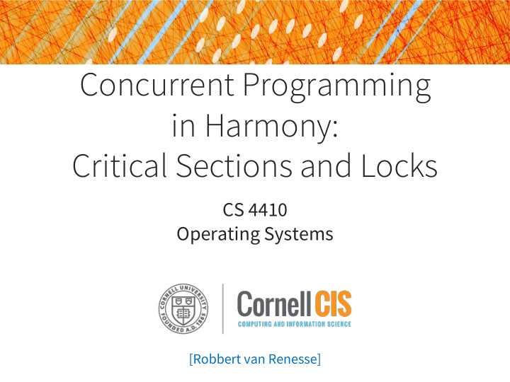 concurrent programming in harmony critical sections and
