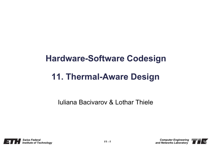 hardware software codesign 11 thermal aware design