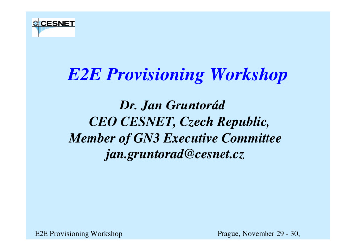 e2e provisioning workshop