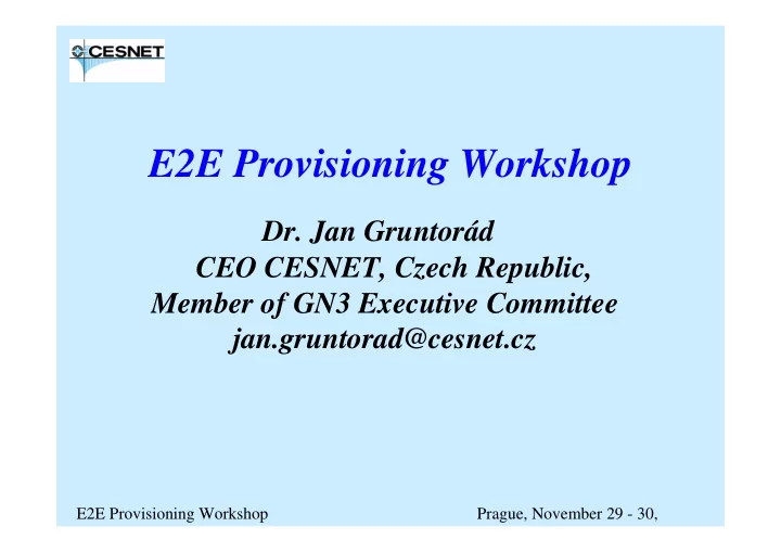 e2e provisioning workshop