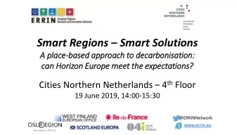 Smart Regions  Smart Solutions  A place-based approach to decarbonisation:  can Horizon Europe