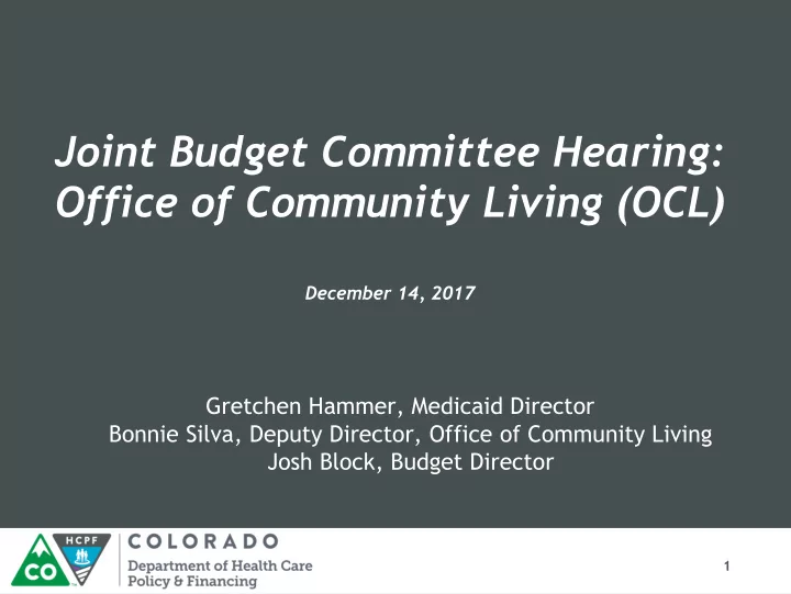 office of community living ocl