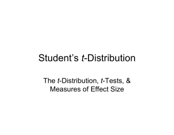 Students t -Distribution The t -Distribution, t -Tests, &amp;  Measures of Effect Size Sampling